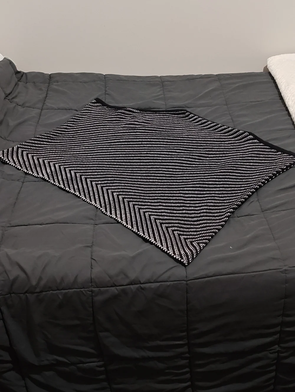 Chico's Black and White Chevron Knit Poncho